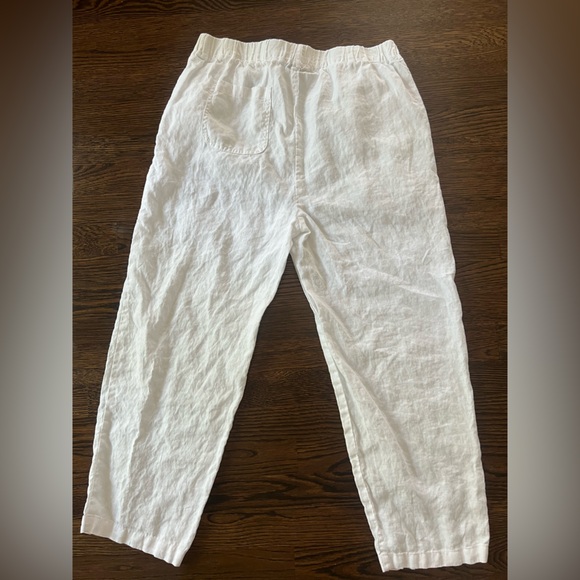 Quince Lot of 2 100% European Linen White and Blue Pinstripe Pants - Picture 3 of 6